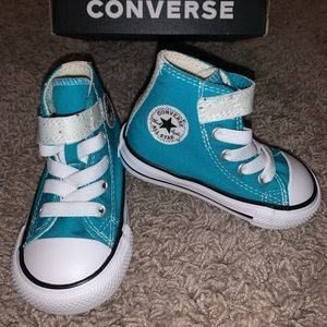 Teal Toddler Converse High Tops